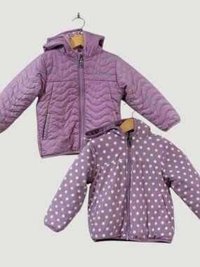 Columbia Toddler Jacket 18-24M Purple Reversible Fleece Puffer Cozy Cute